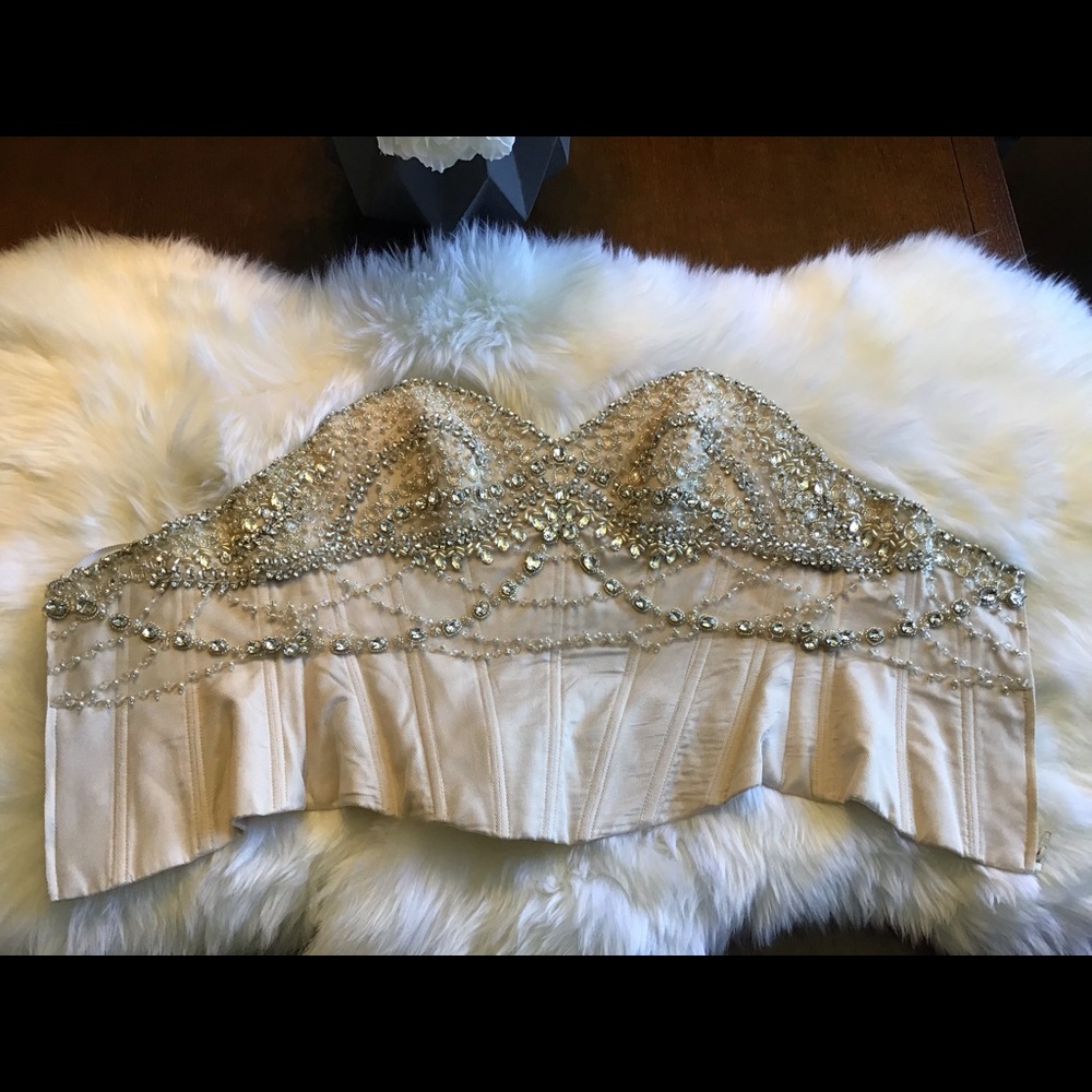 Watters Bridal Jeweled Kian Corset Almond Color 8 - Picture 3 of 8